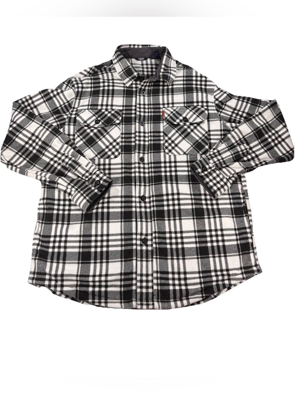 Chaps Men’s Large Black & White Plaid Soft Long Sleeve Button-Down Shacket